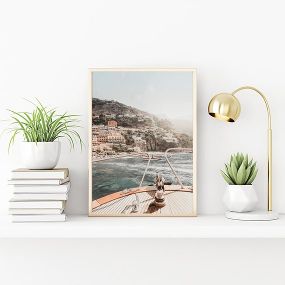 Positano Classic Boat Amalfi Coast Wall Art Photography, Italy Travel Photography Modern Decor Prints, Wall Art Pic Photograph Coastal Print