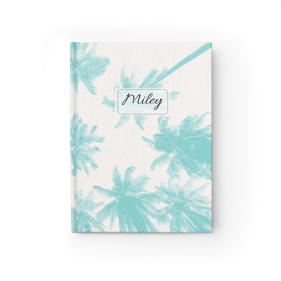 Custom Journal, Personalized Gift Blue Palm Trees Journal Notebook - 150 Lined Pages for Diary, Journal, Sketches, Doodles and Class Notes