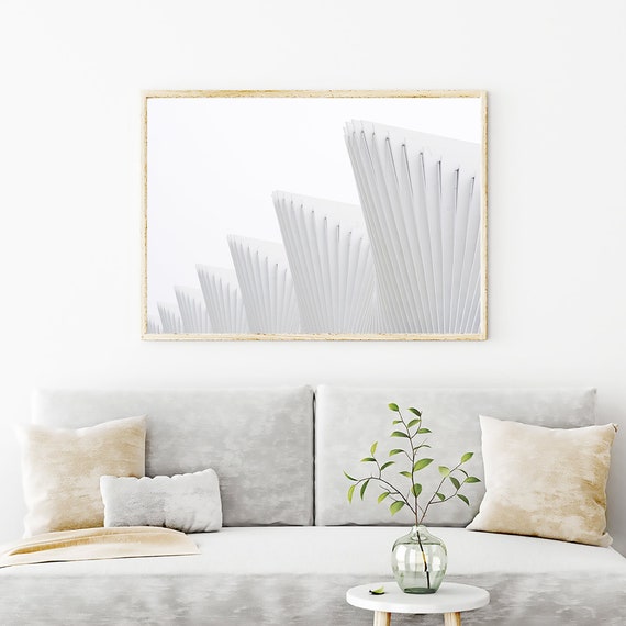 White Wall Art, Minimalist White Art Prints, Italy Modern Wall Decor Prints, Mediopadana Railway Station Calatrava Architecture Prints