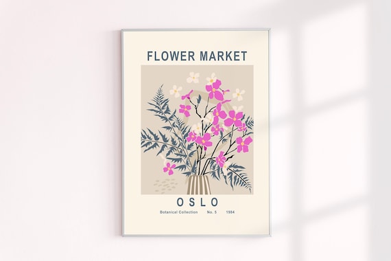 Flower Market Oslo Poster, Norway Flower Market Wall Decor Prints, Floral Wall Decor Art Print, Norway Travel Images, Flower Markets
