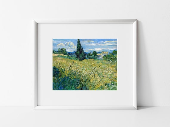 Van Gogh Painting, Vincent Van Gogh Art Print, Van Gogh Green Wheat Field with Cypress 1889, Vincent VanGogh Painting Giclee Prints, Gifts