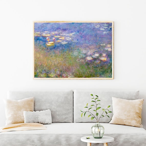 Monet Wall Art, Claude Monet Water Lilies Painting Print, Monet Landscape Prints Wall Decor, Classic Landscape Painting, Impressionist Print