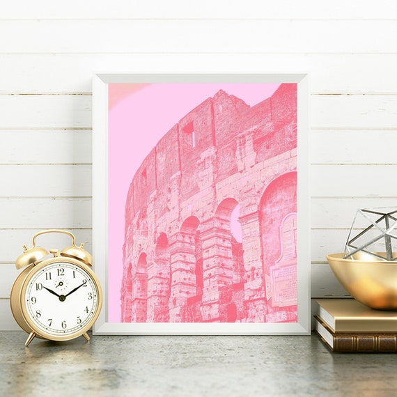 Rome Colosseum Pink Pop Archival Wall Art Poster Print, Italy Pop Photography Posters, Italian Roman Home Decor Modern Style Prints