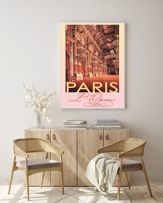 Paris Opera House Vintage Image Archival Giclee Art Poster, Modern Wall Decor Vibrant French Vibes Poster Art Print