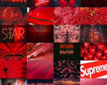 Wall Collage Kit - Red Aesthetic VSCO Wall Decor Collage Kit - Chic Matte Prints Mailed to You Tezza Crimson Wall Kit Room Decor