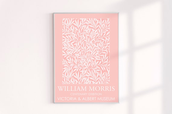 William Morris Willow Pattern Archival Wall Art Print, Pastel Pink Colors Modern Vintage Wall Decor, Giclee Prints Antique Design Poster