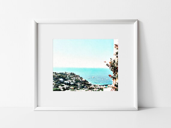 Capri Italy Print, Coastal Wall Decor, View Over Capri Watercolor Painting Prints, Achival Art, Gallery Wall Decor, Watercolor Paintings