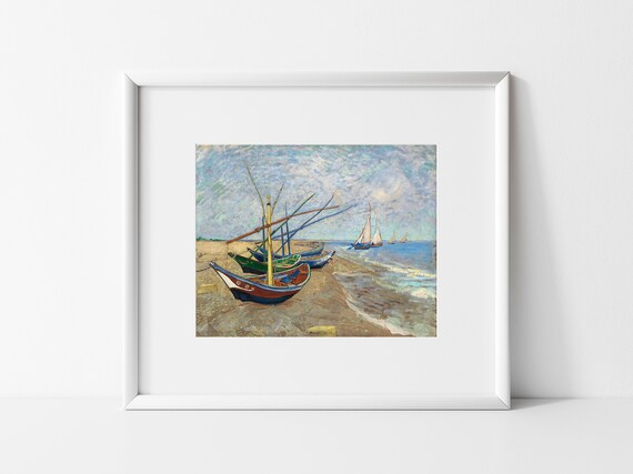 Vincent Van Gogh Art Print, Van Gogh Archival Print, Fishing Boats on the Beach 1888, Vincent VanGogh Painting Giclee Prints, Gifts