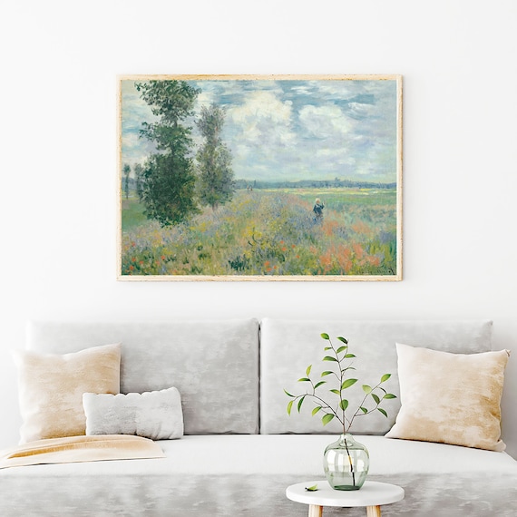 Monet Wall Art, Claude Monet Poppy Fields near Argenteuil Painting Print, Monet Landscape Prints Wall Decor, Classic Landscape Painting