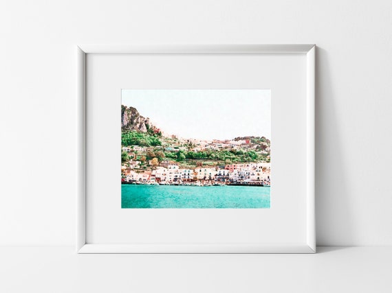 Capri Italy Print, Coastal Wall Decor, Meet Me in Capri Watercolor Painting Prints, Achival Art, Gallery Wall Decor, Watercolor Paintings