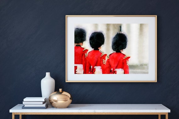 London Print, London Royal Guard Watercolor Painting Print Art, United Kingdom Print, Great Britain Painting Prints, The UK