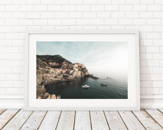 Cinque Terre Coastal Wall Art Print Photograph Boats Manarola, Italy Travel Photography Modern Decor Prints, Art Photograph Coastal Print