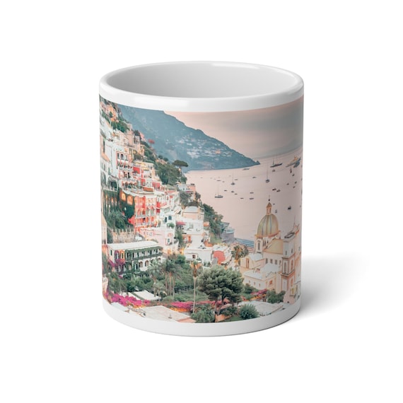 Jumbo 20 Ounce Positano Italy Coffee Mug, Large Tea 20 Oz Mug, Choose Beautiful Italy Image or Your Own Custom Image Printed on XL Mug