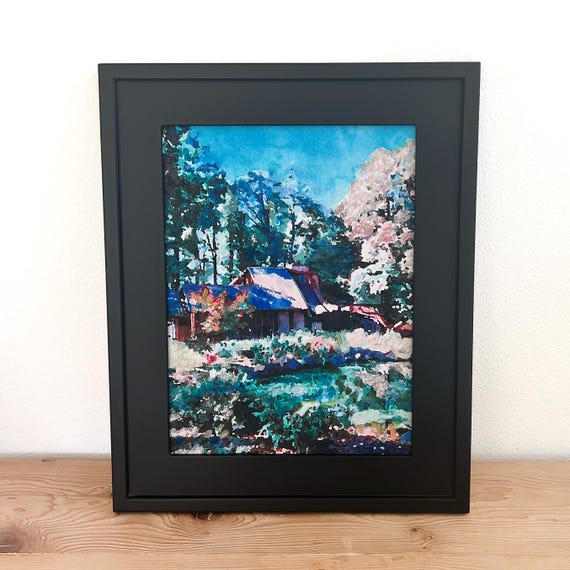 Original Painting, Framed Hand Painted Art, River at Sunset Painting, Multimedia Painting, Original Artwork, Handpainted art painting