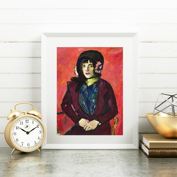 Woman Portrait Print, Lady Wall Art, Henry Lyman Sayen Poster Wall Decor, Parisian Painting Giclee Prints Vintage Design