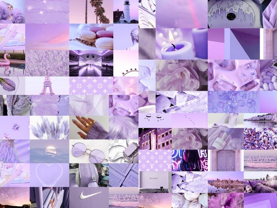 Wall Collage Kit Photos 100 Lavender Purple Aesthetic, College Dorm VSCO Decor, 30 60 or 100 Summer Travel Photo Prints Tezza Wall Decor