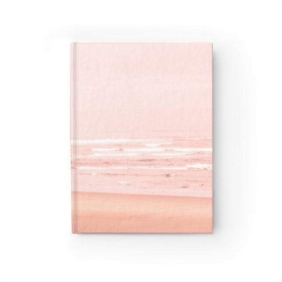 Pastel Pink Journal Notebook Featuring Coastal Beach Pic - Choose from Lined or Blank Pages for Diary, Sketches, Doodles and Class Notes