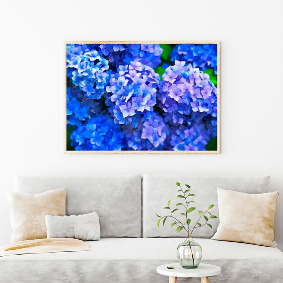 Floral Wall Decor, Blue Hydrangeas Watercolor Painting Print, Floral Home Decor Art Print, Flowers Watercolor Modern Wall Art, Gifts