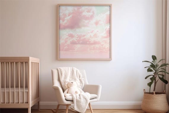 Pink Wall Decor, Pastel Cloud Wall Art – Pink Cotton Candy Sky Fine Art Print, Dreamy Pastel Home Decor on Museum Grade Archival Paper