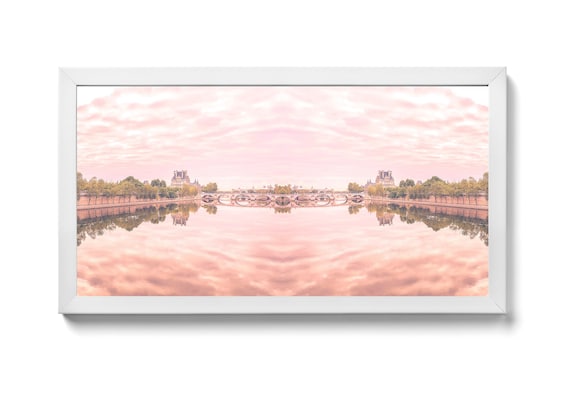 Contemporary Painting, Large Art Painting on Canvas Modern Wall Decor, Paris Seine River Art Image, 30x60 Inches Framed Canvas Painting