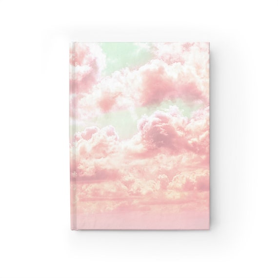 Custom Gift Pastel Pink Journal Cotton Candy Clouds Notebook Choose from Lined or Blank Pages for Diary, Sketches, Doodles and Class Notes
