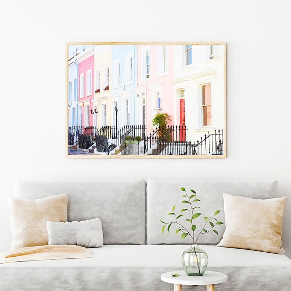 London Notting Hill Watercolor Archival Prints, London Architecture Painting Print Art, Great Britain Colorful Houses, UK Apartments