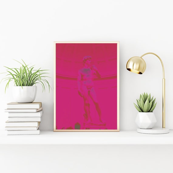 Abstract Art Print David in Pink Florence Tuscany Photography Art Print, Italy Contemporary Vaporwave Renaissance Michelangelo Arts Prints