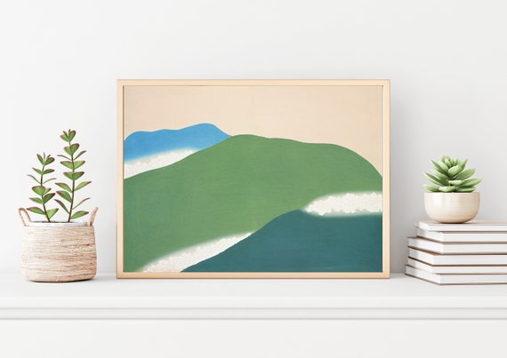 Kamisaka Sekka Painting Print, Japanese Woodblock Prints, Japanese Art Wall Decor, Green Mountains Momoyogusa, Graphic Wall Art Prints