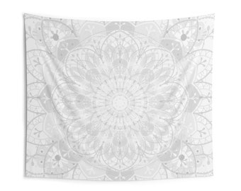 Soft Light Grey Mandala Velveteen Blanket - 3 Available Sizes and Supersoft and Plush for your Bedroom, Living, Dorm, Apartment or Home