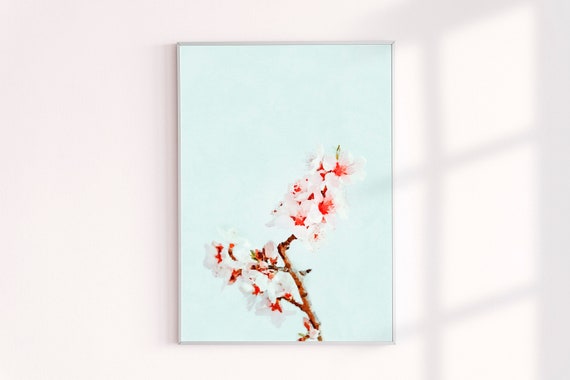 Cherry Blossoms Branch Painting Print, Floral Wall Decor, Flowers Home Decor Art Print, Spring Florals Watercolor Modern Wall Art, Gifts
