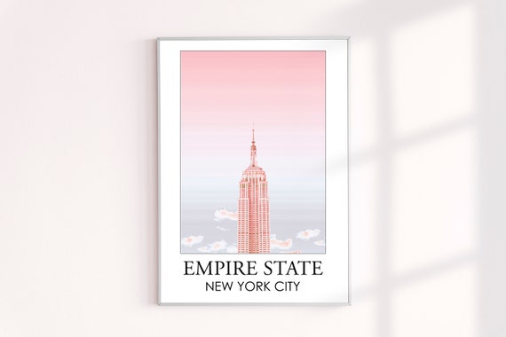 NYC Poster, New York Empire State Building Wall Art Archival Print, Large Format Posters, New York City Architecture Home Decor Prints