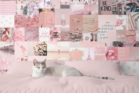 Wall Collage Kit Photos Pale Pastel Pinks, Teen College Room Aesthetic VSCO Wall Decor, 30 60 or 90 Photo Prints Aesthetic Kit Room Decor