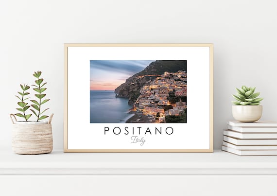 Positano Italy Wall Archival Art Poster Print, Amalfi Coast Photography Large Format Posters, Italian Home Decor Art Print, Coastal Sunset