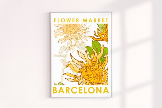 Flower Market Barcelona Poster, Spain Flower Market Wall Decor Prints, Floral Wall Decor Art Print, Spain Travel Images, Flower Markets