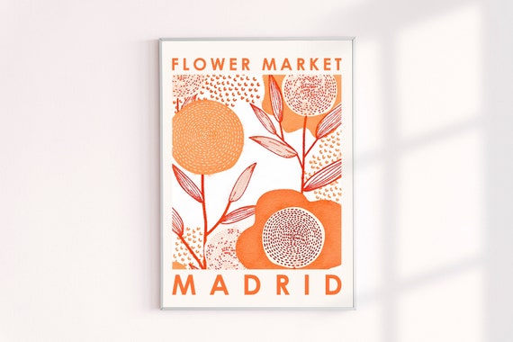 Flower Market Madrid Poster, Spain Flower Market Wall Decor Prints, Floral Wall Decor Art Print, Spain Travel Images, Flower Markets