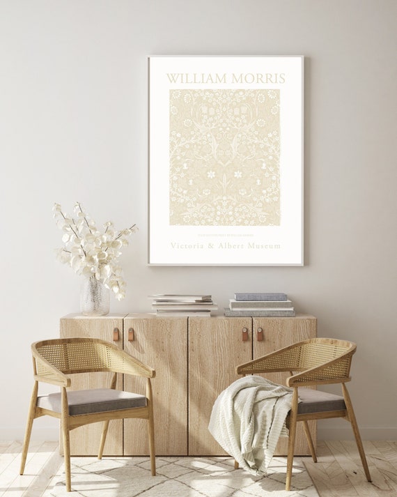 William Morris Print, Neutral Beige Art Print Exhibition Poster Wall Decor, Tulip Pattern Arts Prints Vintage Design, Tulip Floral, Tulips