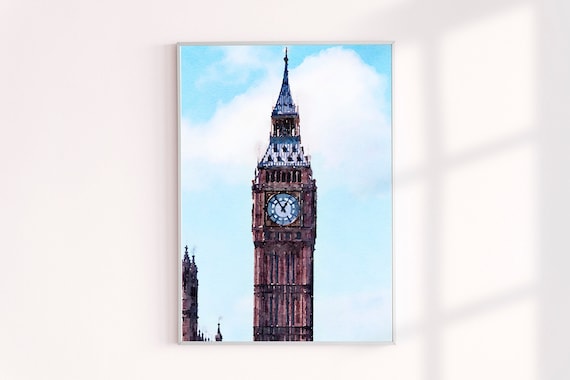 Big Ben London Watercolor Archival Print, London Painting Prints, Big Ben Watercolor Art, Gallery Wall Decor, Giclee Prints, Archival Print