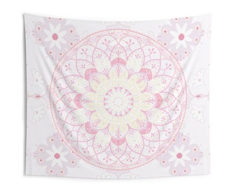 Soft Pink Yellow Mandala Velveteen Blanket - 3 Available Sizes and Supersoft and Plush for your Bedroom, Living, Dorm, Apartment or Home