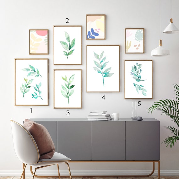 Botanical Prints, Ferns Watercolors Set of 5, Leaves Decor Wall Art, Plants Gallery Watercolor Paintings Print, Nature Set Archival Wall Art