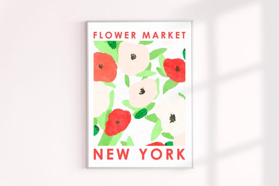 Flower Market Prints, New York Poster, NYC Floral Market Wall Decor Prints, Floral Wall Decor Art Print, New York Poster, Flower Markets
