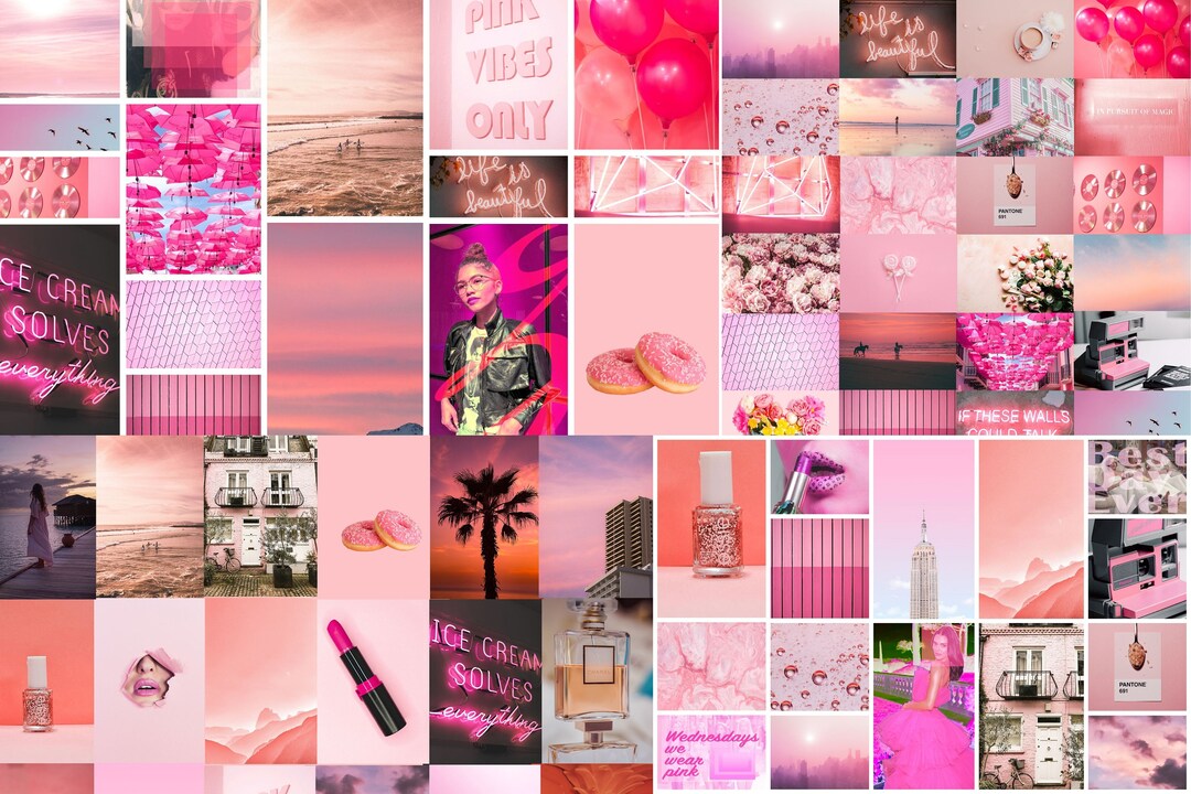 Instant 75 Photo Collage Kit Pink Aesthetic Dream VSCO Wall - Etsy