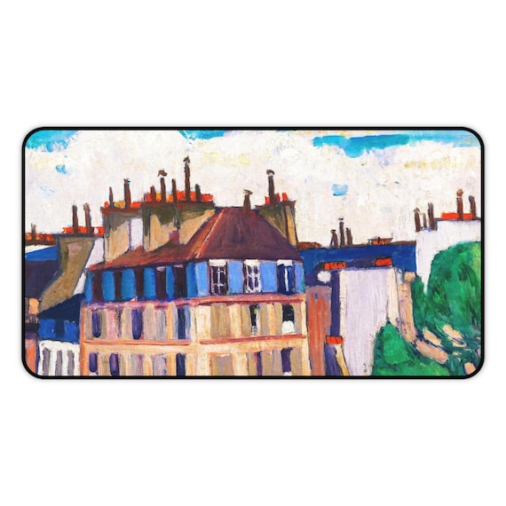 French Impressionist Henry Lyman Sayen Desk Mat Pad Extra Large Mousepad with Multifunctional Uses for Office or Dorm Decor