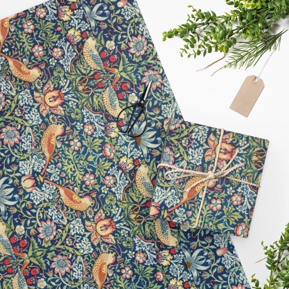 William Morris Strawberry Thief Gift Wrapping Paper for Special Occassion and Holiday Presents