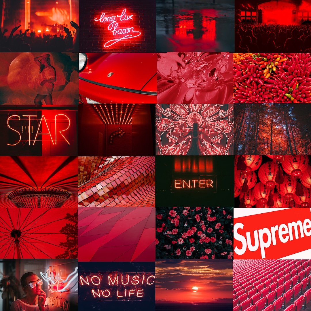 Red Wall Collage Kit – 50+ Digital Download Prints, Red Aesthetic Photo ...