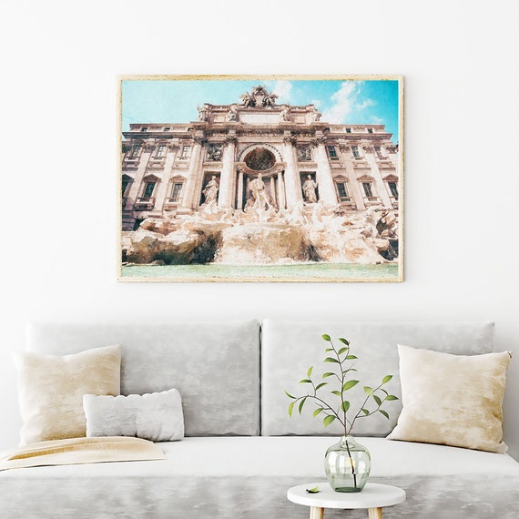 Trevi Fountain Watercolor Archival Print, Rome Italy Watercolor Painting Prints, Italy Watercolor Art, Gallery Wall Decor, Giclee Prints