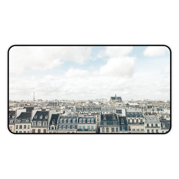 Paris Rooftops Desk Mat Pad Extra Large Mousepad with Multifunctional Uses for Office or Dorm Decor