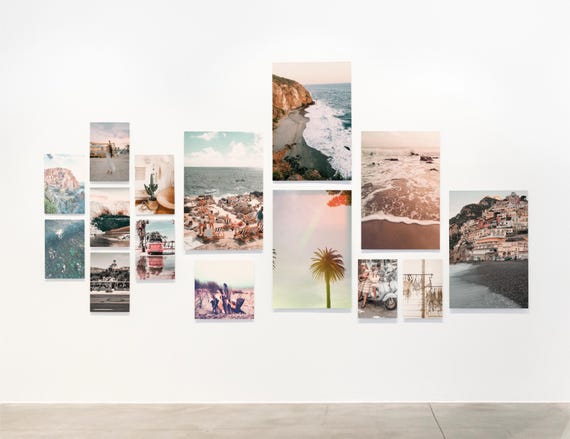 Boho Beach Wall Collage Kit Photos Bohohemian, Teen College Room Aesthetic VSCO Wall Decor, 30 60 or 90 Photo Prints Kit Room Decor