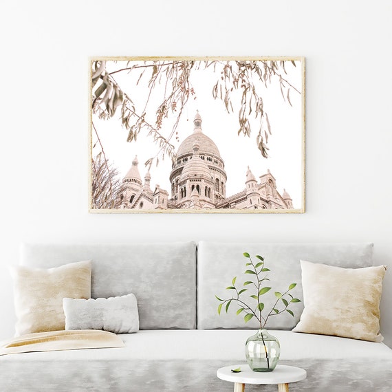 Paris Photo Wall Art, Sacre Coeur Photography Travel Prints, Paris Photograph Wall Decor, France Neutral Tones Architecture Buildings Image