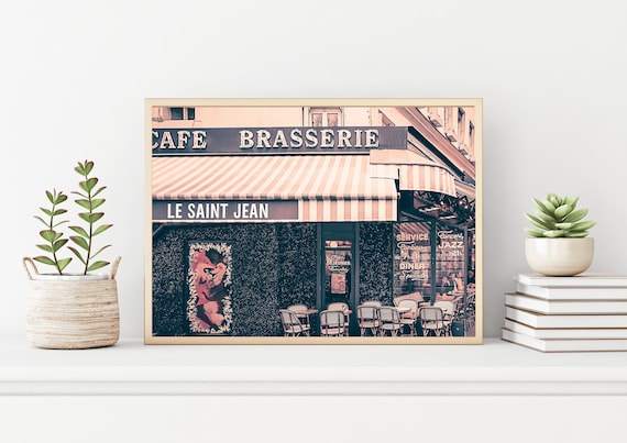 Paris Photography Art Print, Paris Street Cafe Prints, French Travel Photography, Kitchen Wall Art, France Photo Print, Modern Wall Decor