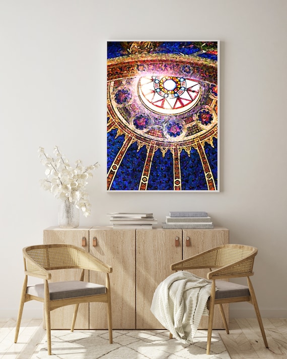 Italy Stain Glass Graphic Archival Art Print, Santa Margherita Cortona Italy Poster, Tuscany Arts Prints